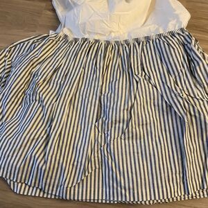 Navy Ticking Striped TWIN Bed Skirt Dust Ruffle By Country Curtains Farmhouse